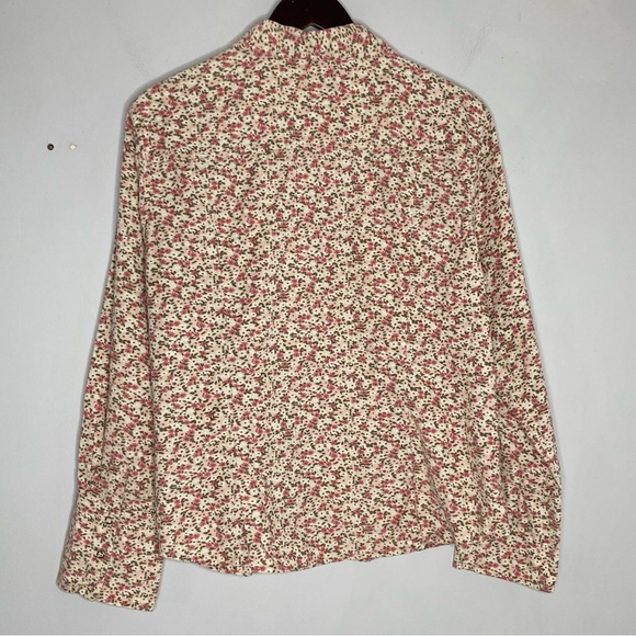 J. Jill Size Large Micro Corduroy Ditzy Floral Snap Front Button Down Shirt - Picture 3 of 9